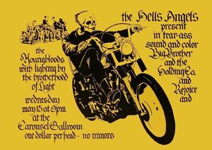 ポスター★1968年ヘルズエンジェルズ主催 ジャニス・ジョプリン コンサート★Hell's Angels/Janis Joplin/ハーレーダビッドソン