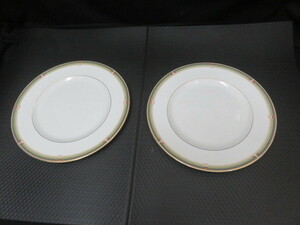 中古美品 WEDGWOOD OBERON ウェッジウッド オベロン Bone China プレート 27.4cm 2枚セット 食器 皿 (2)