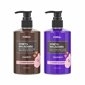 【KUNDAL/BT21/ヘアケア限定セット】クンダルH&Mシャンプー300ml&トリートメント300ml (チェリーブロッサムの香り) 2個ア