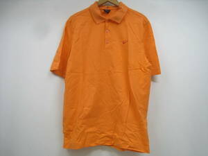 NIKE ナイキ ポロシャツ 半袖 トップス 刺繍ロゴ オレンジ サイズL