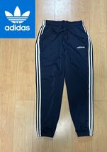 早い者勝ち 送料230円 アディダス adidas ジャージ トレフォイル オリジナルス ATP ロゴ ライン ジョガーパンツ スキニー スリムパンツ 紺_画像1