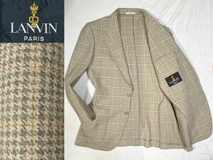 国内正規品 ！極美品！LANVIN ランバン【極上柔らかカシミヤ40%ツイード生地】テーラードジャケット ベージュ系/R48メンズM程/千鳥格子