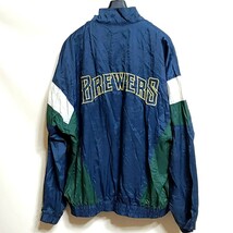 B8 STARTER スターター L 紺色 BREWERS ナイロン ジャケット アウター MLB NFL NBA ヴィンテージ ビンテージ アメリカ 古着 90s メンズ_画像2