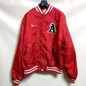 A1 USA made birdie red color XL cotton inside nylon stadium jumper jacket stadium jumper college NFL Vintage America old clothes 80s men's 