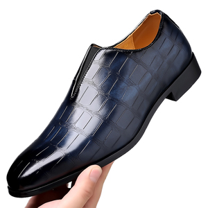 メンズ ビジネス シューズ エンボス 紳士靴 ドレス ドライビング 通勤 パーティー 履きやすい (ブルー, 26.5 cm)