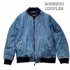 【ROSEBUD COUPLES/ローズバッド カップルズ】中綿入♪インディゴデニム/MA-1 ブルゾン/L/デニムジャケット/リブジャケット/男女兼用？