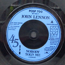 JOHN LENNON-Nobody Told Me (UK オリジナル「青プララベ#1、小穴フラットセンター7+光沢_画像3