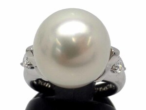 南洋真珠 ダイヤモンドリング Pt900 12.9g 9.5号　Jewelry South Sea Pearl 13.2mm Dia0.246ct 0.215ct Ring　　