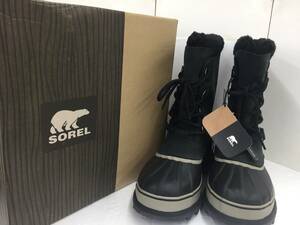 お買い得!!未使用!!SOREL/ソレル CARIBOU/カリブー ウィンターブーツ NM1000-014 ブラック／タスク メンズ US 9.0 27cm　冬用 防寒 箱有