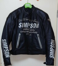 SIMPSON レザージャケットLサイズ ライダースジャケット 防風インナー本革　千葉県市川市からの出品で直接引き取りもOKです。_画像1