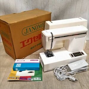 K626-J013615-1 JANOME ジャノメミシン MODEL 627-PW EXCEL 20 エクセル20 フットコントローラー/刺繍糸/説明書付き 通電確認済み ⑥