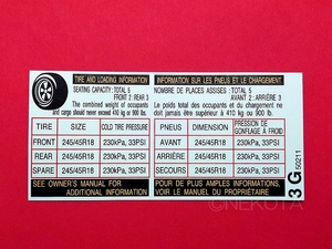 【ステッカー】[K62]タイヤ警告シール(LS430向け取扱) 海外仕様 英語・仏語 車内コーションラベル USDM EUDM