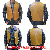 HEAVY オイルレザーベスト タン（42インチ）VEST (HVO-01T) メンズ_画像8