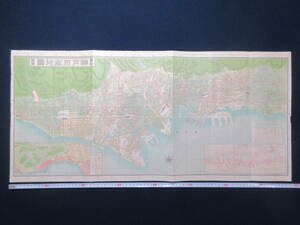 9）戦前古地図　『神戸市街地圖』※写真・電車・バス路線図あり　昭和8年　1/18,000　●約78×37ｃｍ
