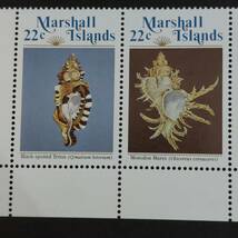 マーシャル諸島切手　貝切手　連続5枚セット　タブ付き　1986年　未使用美品_画像2