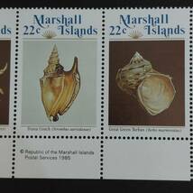 マーシャル諸島切手　貝切手　連続5枚セット　タブ付き　1986年　未使用美品_画像3