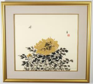 徳力富吉郎『金色の牡丹』◆木版画◆直筆サイン有◆巨匠！京都府特別文化功労賞！額装