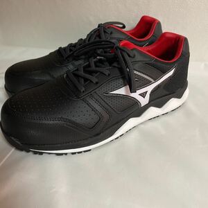 25.5cm安全靴 F1GA200009　MIZUNO ＡＬＭＩＧＨＴＹ ＨＷ１１Ｌ　靴紐タイプ　ブラック×ホワイト