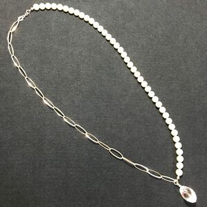 お値下げしました*\\(^o^)/* チェーンネックレス　シェルパールネックレス　アクリルパーツ　シルバー金具