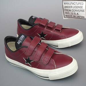 美品!! 日本製 US 6 1/2 / 25cm 90s 初期タグ converse ワンスター V-3 ワインレッドx黒 ベルクロ MADE IN JAPAN