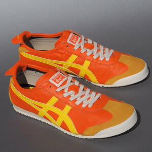 美品 28cm オニツカタイガー メキシコ 66 オレンジx黄 レザー Onitsuka Tiger MEXICO 66