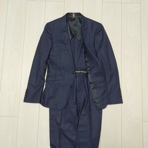 スーツセレクト　SUITS SELECT　セットアップスーツ　ジャケット　パンツ　ネイビー　チェック　メンズ　170　М