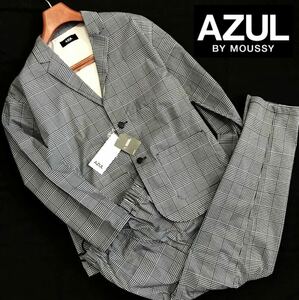 ◆043 新品【S-M】黒 チェック アズールバイマウジー AZUL BY MOUSSY　リラックス イージー セットアップ スーツ テーラード ジャケット