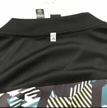 ◆180 新品【メンズM】総柄 ゴルフにおススメ アディダス (adidas) グラフィック RESPORT SS TOPS 半袖機能Tシャツ V首 モックネック_画像8