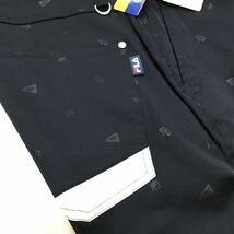 ◆097 新品 【ウエスト90cm前後】紺ネイビー 総柄FILA GOLF フィラ ゴルフ エンボス 9分丈 テーパード パンツ 吸汗速乾 UV アンクル丈_画像4