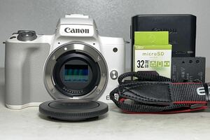 ◆美品◆Canon キャノン EOS Kiss Mミラーレス 一眼レフカメラ ボディ ホワイト 32GBメモリ 6ヶ月動作保証