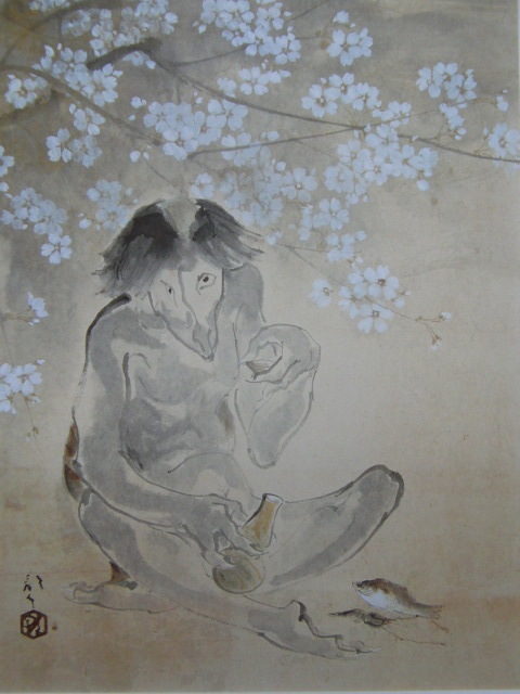 Ryuko Kawabata, [Drinking alone under the flowers], From a rare art book, In good condition, Brand new with high-quality frame, free shipping, Japanese painting cherry blossom, Yoni, Painting, Oil painting, Nature, Landscape painting