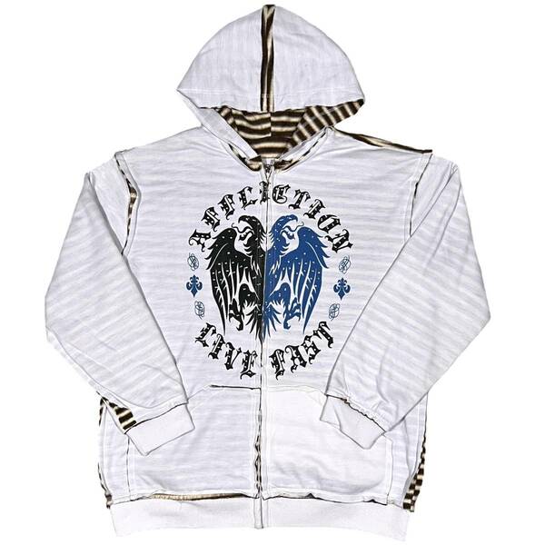 [並行輸入品] AFFLICTION LIVE FAST アフリクションライブファスト ロゴ リバーシブル ジップアップパーカー (L)