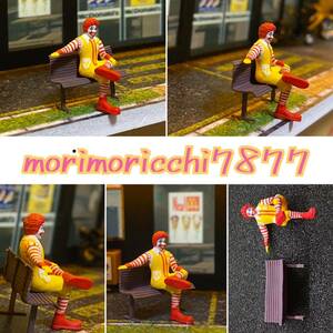 1/64 スケール　ドナルド似　ジオラマ　フィギュア　マクド　ベンチ付き　精密塗装　頭文字D MINI GT LBWK