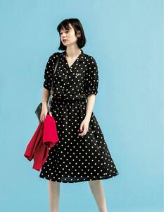 未使用★FRED PERRY POLKA DOT SHIRT DRESS/フレッドペリー ポルカドット半袖ワンピース/正規品