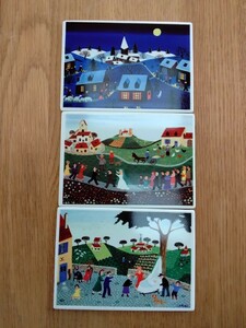 Villeroy＆Boch　ビレロイ＆ボッホ　陶器製　ポストカード　3点　クリスマスカード　ニューイヤーカード　陶板　タイル　レリーフ プレート