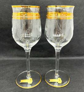 未使用　INTER GLASS　インターグラス　イタリア製　フローレンス ワイングラス　金色　ゴールド/1912