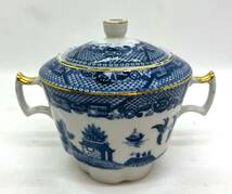 九谷焼　シュガーポット　陶器　伝統工芸　昭和レトロ　茶器　青　箱無/1910_画像2