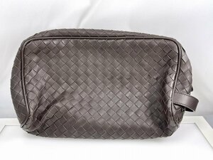 BOTTEGA VENETA ボッテガ ヴェネタ イントレチャート レザー セカンドバッグ クラッチバッグ ブラウン[03-2925