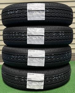 全国送料無料【2024年製】BRIDGESTONE ブリヂストン K370 145/80R12 80/78N サマータイヤ新品 4本セット