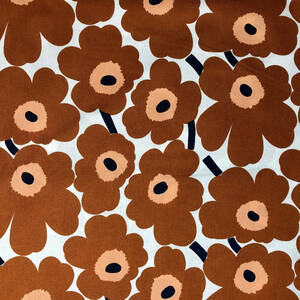 marimekko　ハーフカットクロス／はぎれ　ミニウニッコ　ベージュ×チェスナット×ダークブルー　68×50cm　マリメッコ