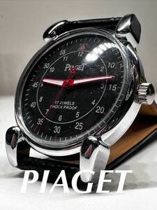 綺麗なピアジェPIAGET ビンテージ 黒文字盤 手巻きメンズ腕時計　スイス製17石　seller refurbished再生品