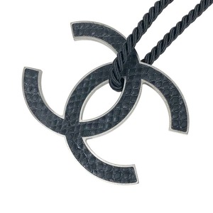 シャネル CHANEL デカココマークネックレス ブラック シルバー金具 メタル/パイソン アクセサリー 中古