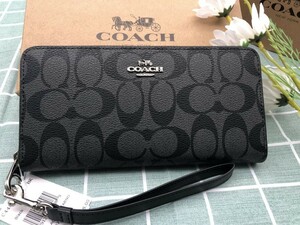 COACH コーチ 財布 長財布 プレゼント ブラック メンズ 小銭入れあり 新品未使用 ラウンドファスナー レザー ウォレット A077