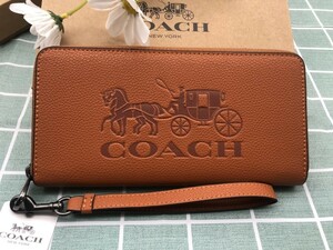 COACH コーチ 財布 長財布 プレゼント 贈り物 レザー ウォレット ラウンドファスナー 新品未使用 ブランド 馬車 B152