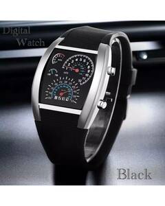 腕時計 デジタル腕時計 時計 LED スポーツ時計 ゴムベルト ウォッチ デジタルウォッチ カレンダー 日付表示 スピードメーター 速度計　1