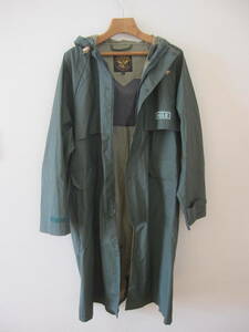  that time thing Aigle AIGLE raincoat ( olive khaki ) nylon 100% long coat Kappa gardening garden / Showa Retro 