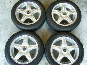 ＭＩＮＩ☆純正アルミ６，５Ｊ－１６/１００/４Ｈ＋４８&スタッドレスＡＷ－１　１９５/５５Ｒ１６☆中古４本セット（E)