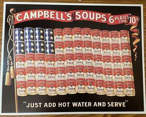 即決・ブリキ看板・CAMPBELL'S SOUPS 6PLATES 10¢・縦40㎝・横32㎝・アメリカン雑貨・複数枚同梱発送可能です、