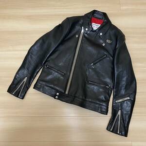 1円〜 貴重40 Lewis Leathers ルイスレザー サイクロン タイトフィット 黒 シープ レザー 美品 ライダースジャケット レザーライダース 