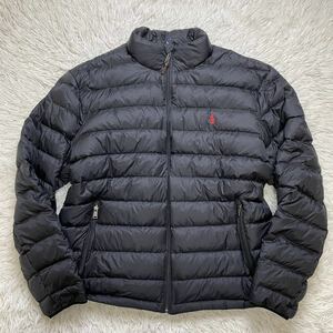 極美品 希少サイズ 2XL POLO RALPH LAUREN ポロラルフローレン 撥水加工 パッカブル ダウン ジャケットUS ブラック 黒 現行タグ 